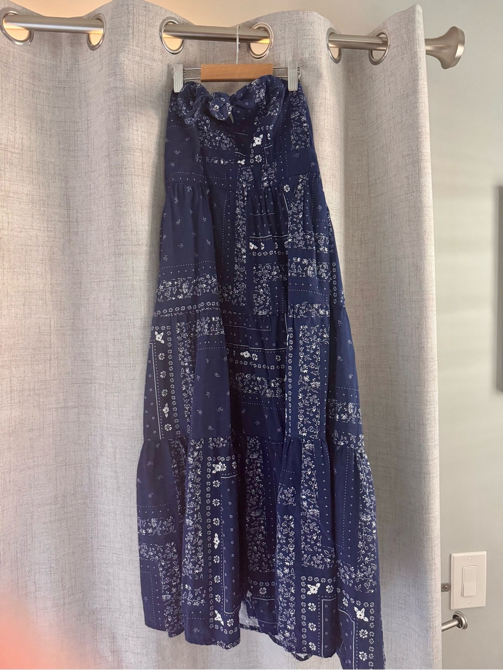 Universal Thread Navy Blue Bandana-Print Midi Dress
